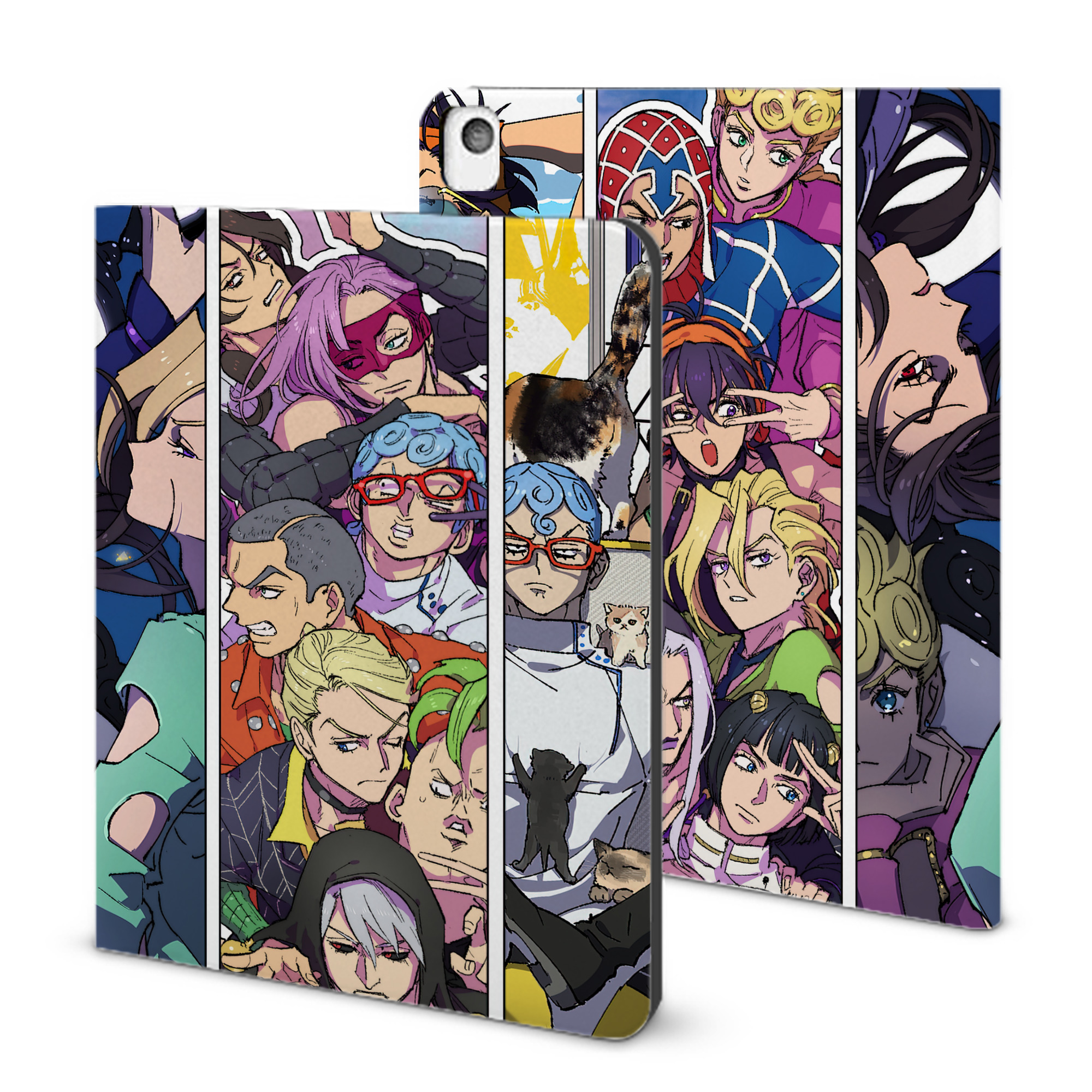 （画像用） ジョジョの奇妙な冒険 JoJo's Bizarre Adventure IPadケース ペンホルダー付き ブックスタイルデザイン